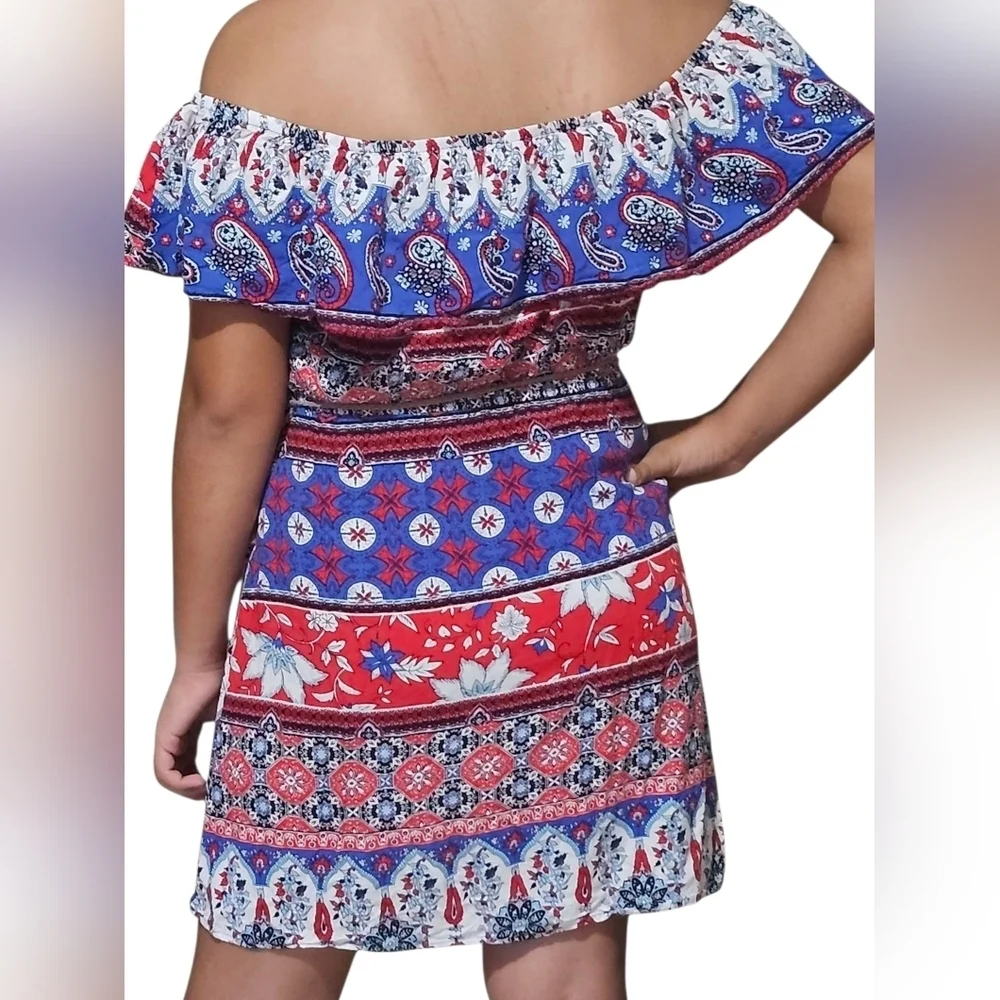 No Boundaries Red and Blue Paisley Dress